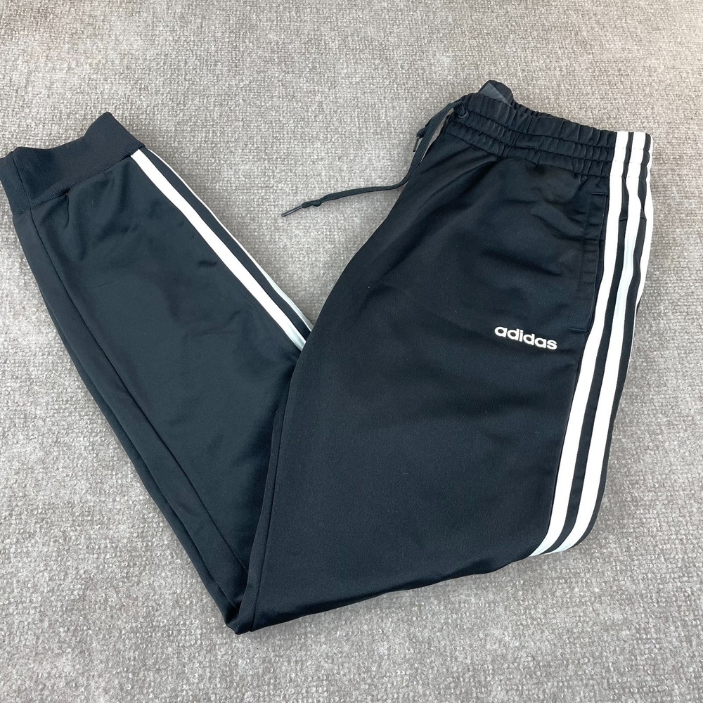 Adidas Jogger Pants Womens‎ Medium Black 3 Stripes Drawstring Waist Tapered Leg